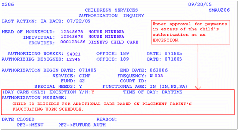 authorization inquiry screen shot